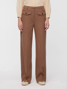 Nice Things Checked folk trousers with pocket detail Brown