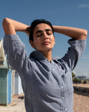Load image into Gallery viewer, Bibico Rowan gingham check casual blouse Navy - CW CW 
