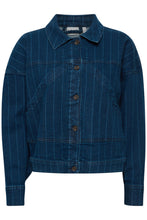 Load image into Gallery viewer, Ichi Adissa wide pinstripe denim jacket Authentic Blue
