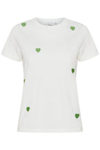 Load image into Gallery viewer, Ichi Camino embroidered heart T shirt Cloud Dancer
