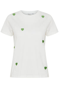 Ichi Camino embroidered heart T shirt Cloud Dancer