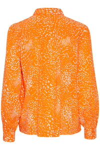 Ichi Ernie flow print shirt Persimmon Orange