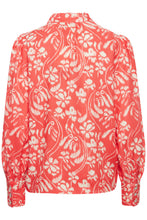 Load image into Gallery viewer, Ichi Nasreen print high neck blouse Hot coral Flower
