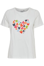 Load image into Gallery viewer, Ichi Ossi Multi heart print T shirt Cloud Dancer
