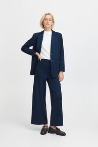 Ichi Kate Cameleon micro check knitted trouser Total Eclipse