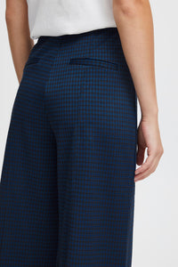 Ichi Kate Cameleon micro check knitted trouser Total Eclipse