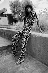 Ichi Marrakech crinkle jumpsuit Tannin Leopard