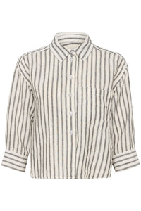 Part Two Enava striped linen shirt Black