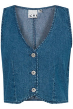 Load image into Gallery viewer, Ichi Dallas denim waistcoat Medium Blue
