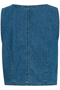 Ichi Dallas denim waistcoat Medium Blue