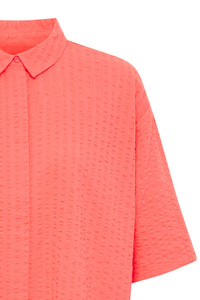Ichi Ravenna seersucker oversized shirt Calypso Coral