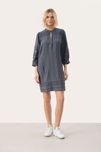 Part Two Emerson pleat and shirring detail dress Turbulence