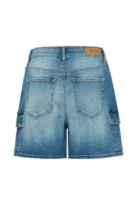 Ichi Twiggy denim cargo shorts Mid Blue