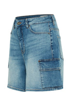 Load image into Gallery viewer, Ichi Twiggy denim cargo shorts Mid Blue
