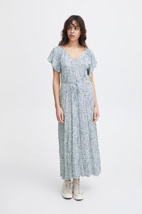 Ichi Haya belted midi dress Della Robbia Blue