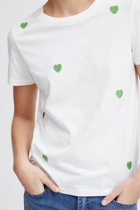 Ichi Camino embroidered heart T shirt Cloud Dancer