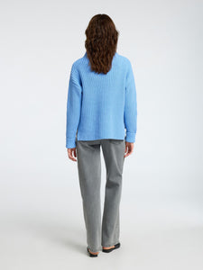 Selected Femme Selma funnel knit jumper Cornflower Blue