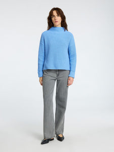 Selected Femme Selma funnel knit jumper Cornflower Blue