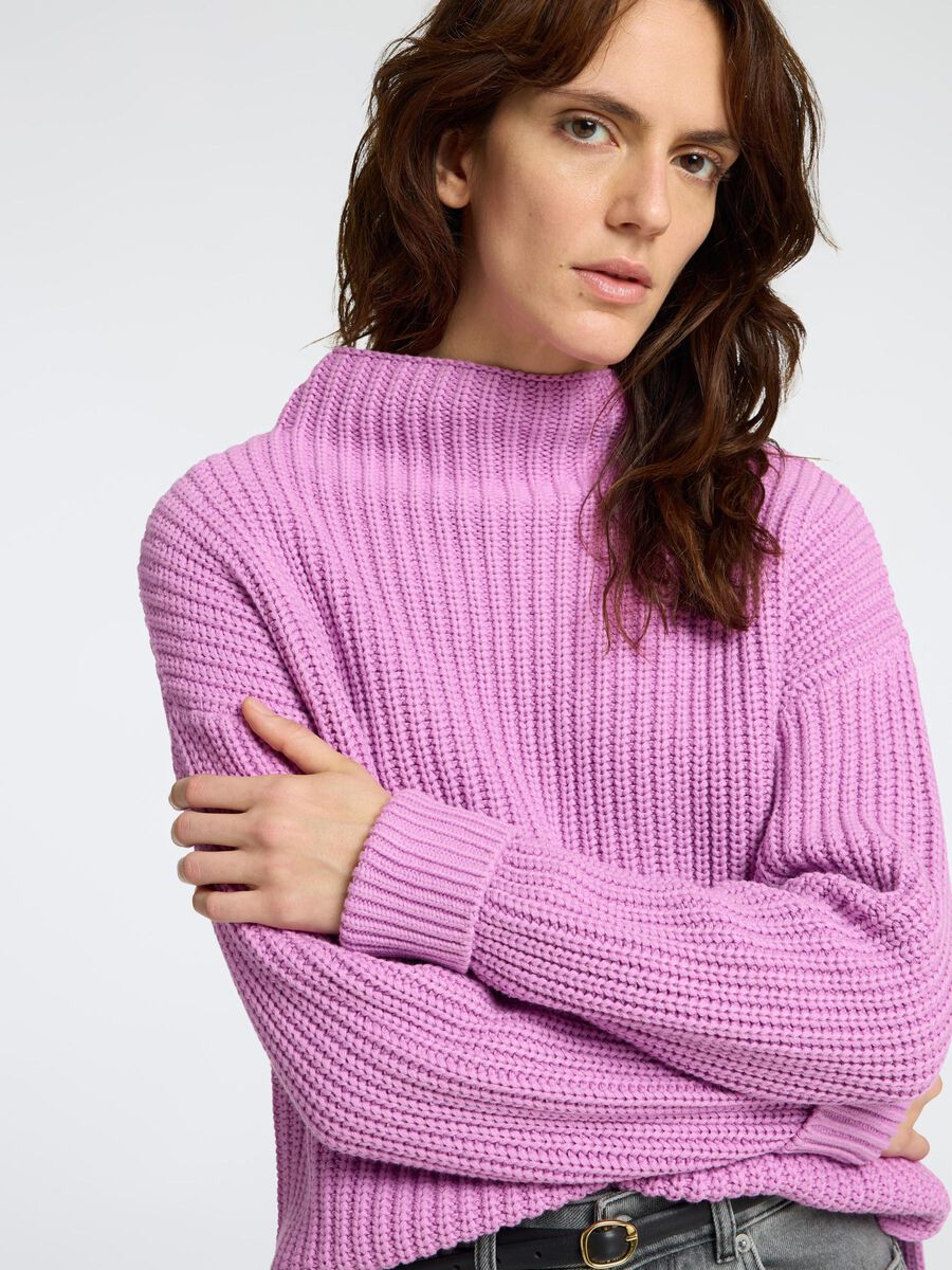 Selected Femme Selma funnel knit jumper First Bloom