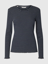 Load image into Gallery viewer, Selected Anna crew neck striped rib top Dark Sapphire
