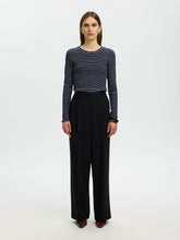 Load image into Gallery viewer, Selected Anna crew neck striped rib top Dark Sapphire
