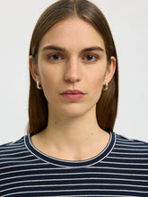 Load image into Gallery viewer, Selected Anna crew neck striped rib top Dark Sapphire
