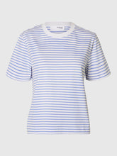 Load image into Gallery viewer, Selected Femme essential striped boxy t shirt Cornflower Blue
