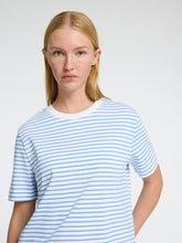 Load image into Gallery viewer, Selected Femme essential striped boxy t shirt Cornflower Blue
