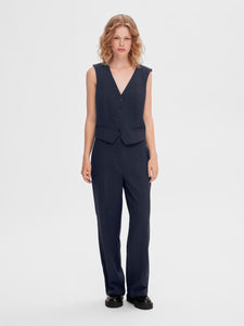 Selected Femme Rita tailored wide leg trouser Dark Sapphire Melange