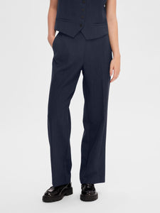 Selected Femme Rita tailored wide leg trouser Dark Sapphire Melange