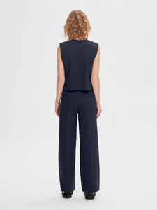 Selected Femme Rita tailored wide leg trouser Dark Sapphire Melange