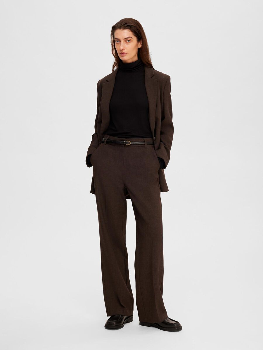 Selected Femme Frita Wide leg suit trouser Java Melange