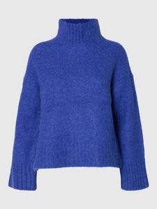 Selected Femme Gabriella high neck knit Dazzling Blue