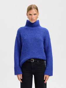 Selected Femme Gabriella high neck knit Dazzling Blue