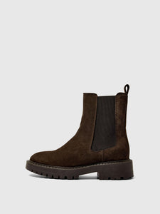 Selected Femme Vilma suede chelsea boot Chocolate