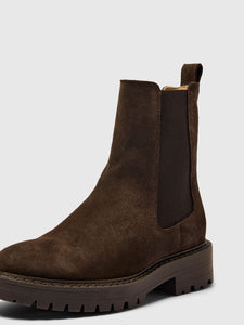 Selected Femme Vilma suede chelsea boot Chocolate