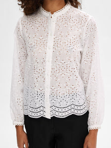 Selected Femme Tatiana broderie Anglaise blouse White