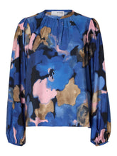 Load image into Gallery viewer, Selected Femme Mariette Abstract print blouse Dark sapphire
