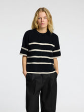 Load image into Gallery viewer, Selected Femme Maline stripe short sleeve knit Dark Sapphire Birch
