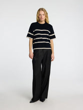 Load image into Gallery viewer, Selected Femme Maline stripe short sleeve knit Dark Sapphire Birch
