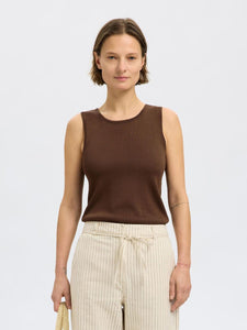 Selected Femme Moon knitted sleeveless top Black