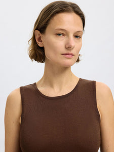Selected Femme Moon knitted sleeveless top Black
