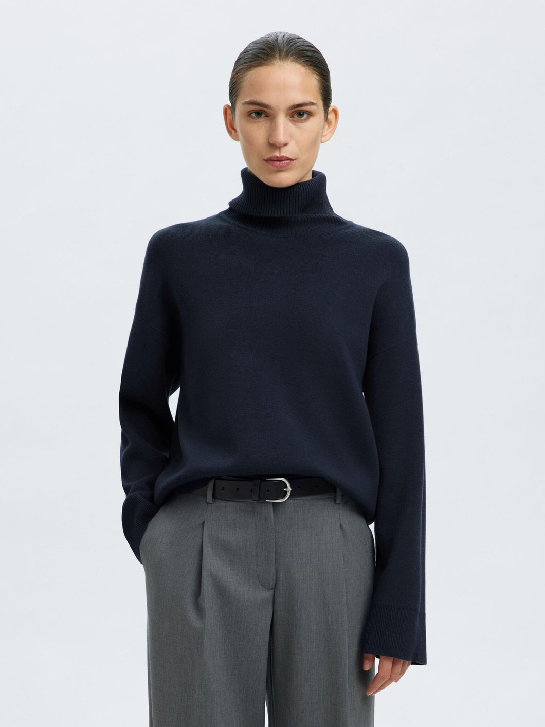 Selected Femme Kamma roll neck knit Dark Sapphire