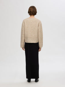 Selected Femme Alva structured jacquard knit Irish Cream