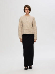 Selected Femme Alva structured jacquard knit Irish Cream