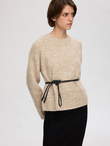 Selected Femme Alva structured jacquard knit Irish Cream