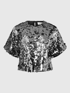 Selected Femme Tana graduated sequin top Silver