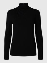 Load image into Gallery viewer, Selected Femme Manja drapey high neck lyocell top Black
