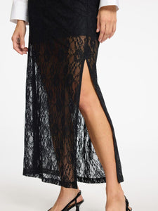 Selected Femme Mista Ankle lace skirt Black