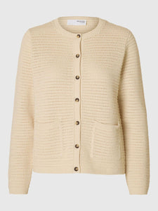 Selected Femme Vinna cotton knit cardigan Birch